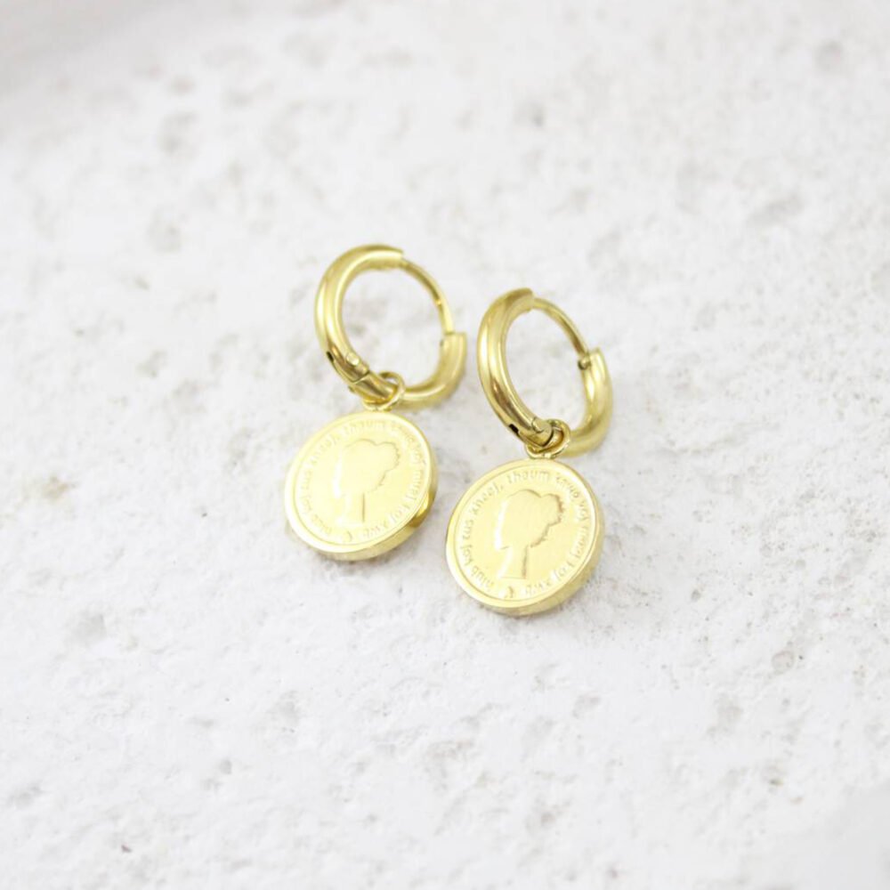 עגילי זהב מטבע