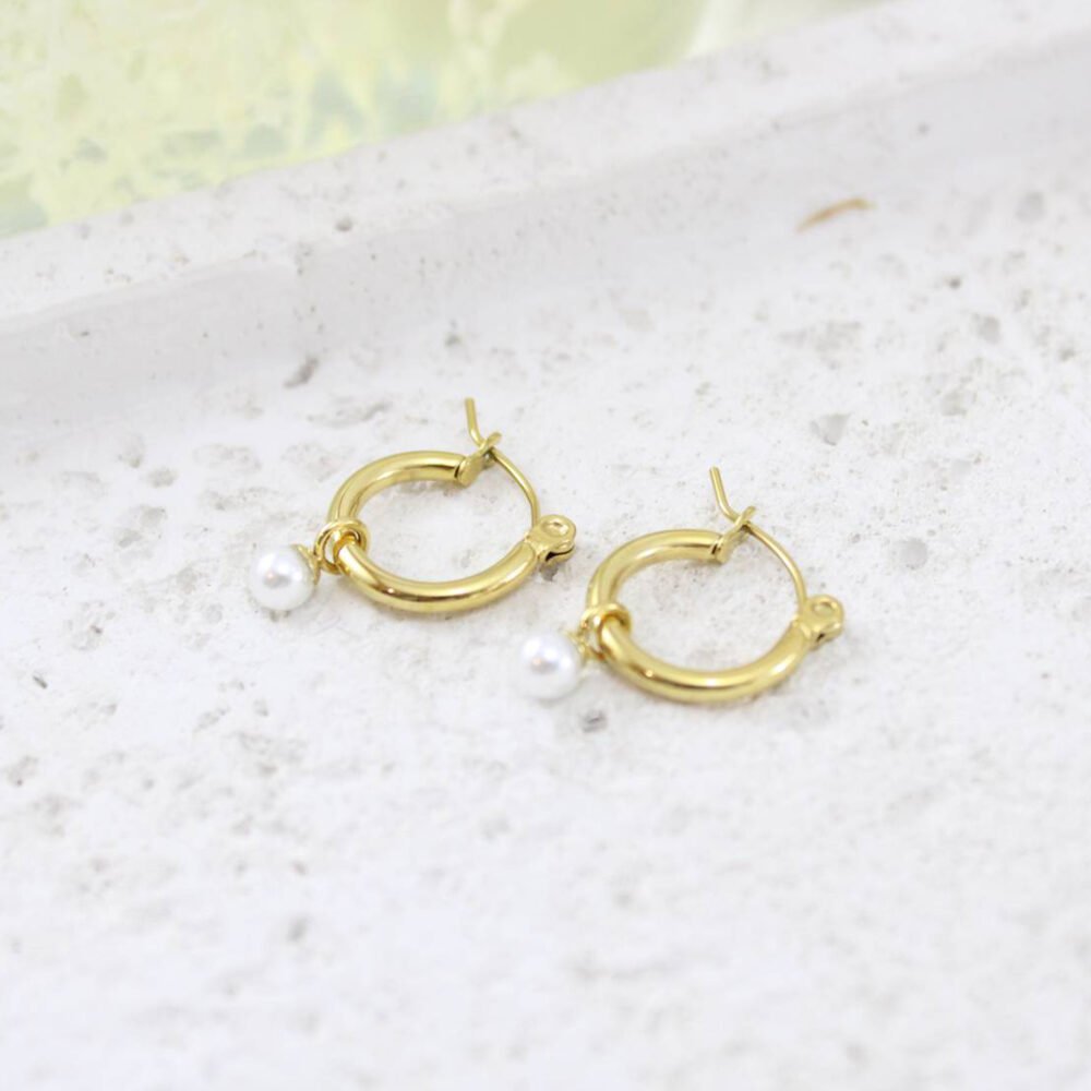 עגילי זהב פנינים