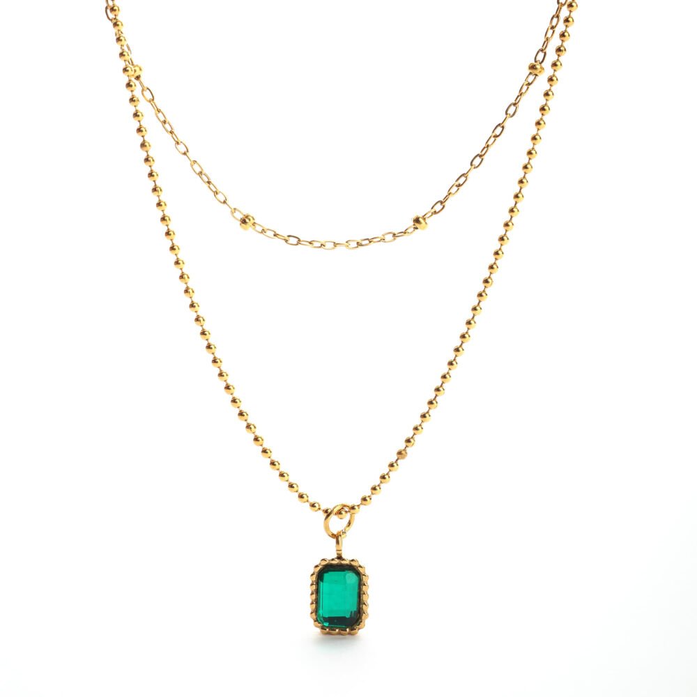 שרשרת זהב יהלום ירוק