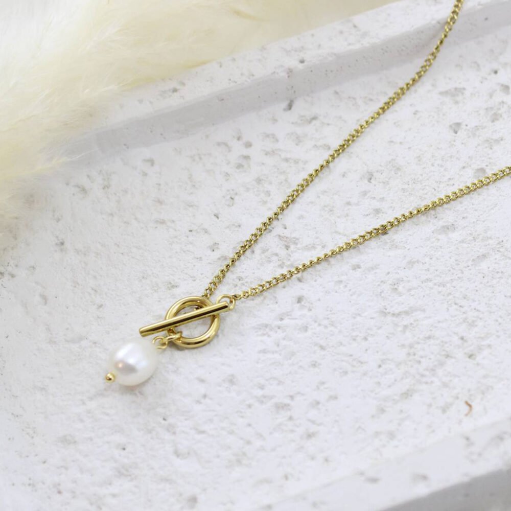 שרשרת זהב סגירת פנינה